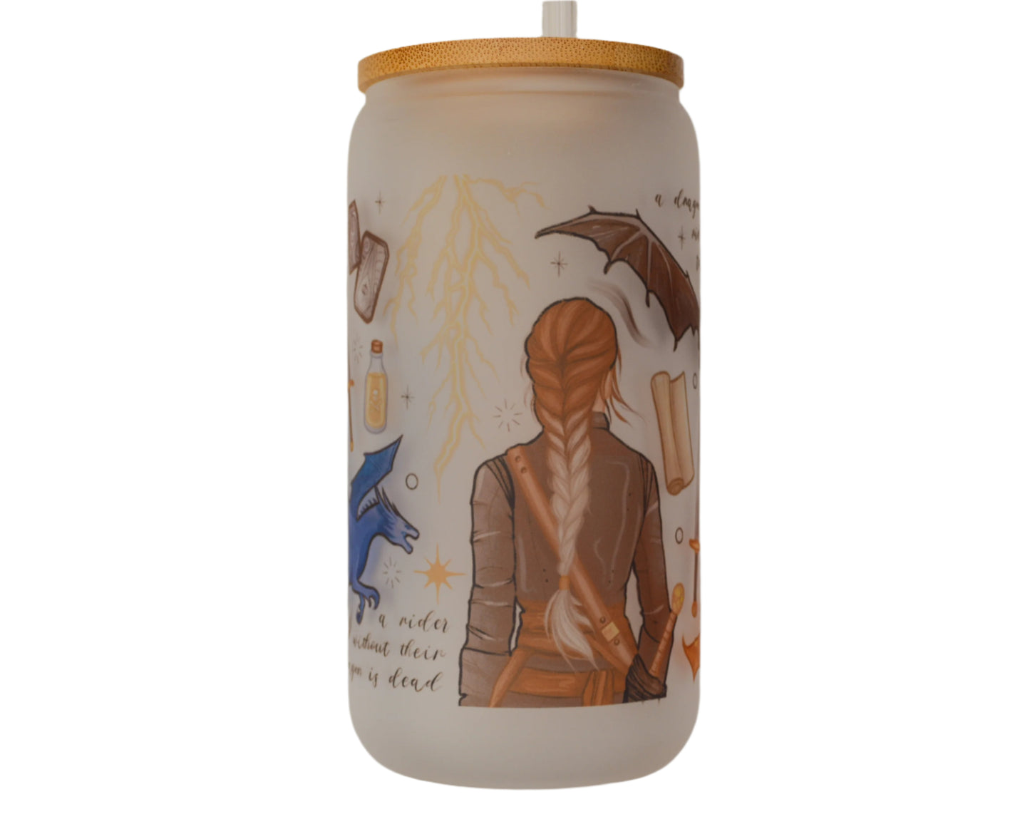 Dragon Rider Frosted Glass Cup | Bookish Inspired