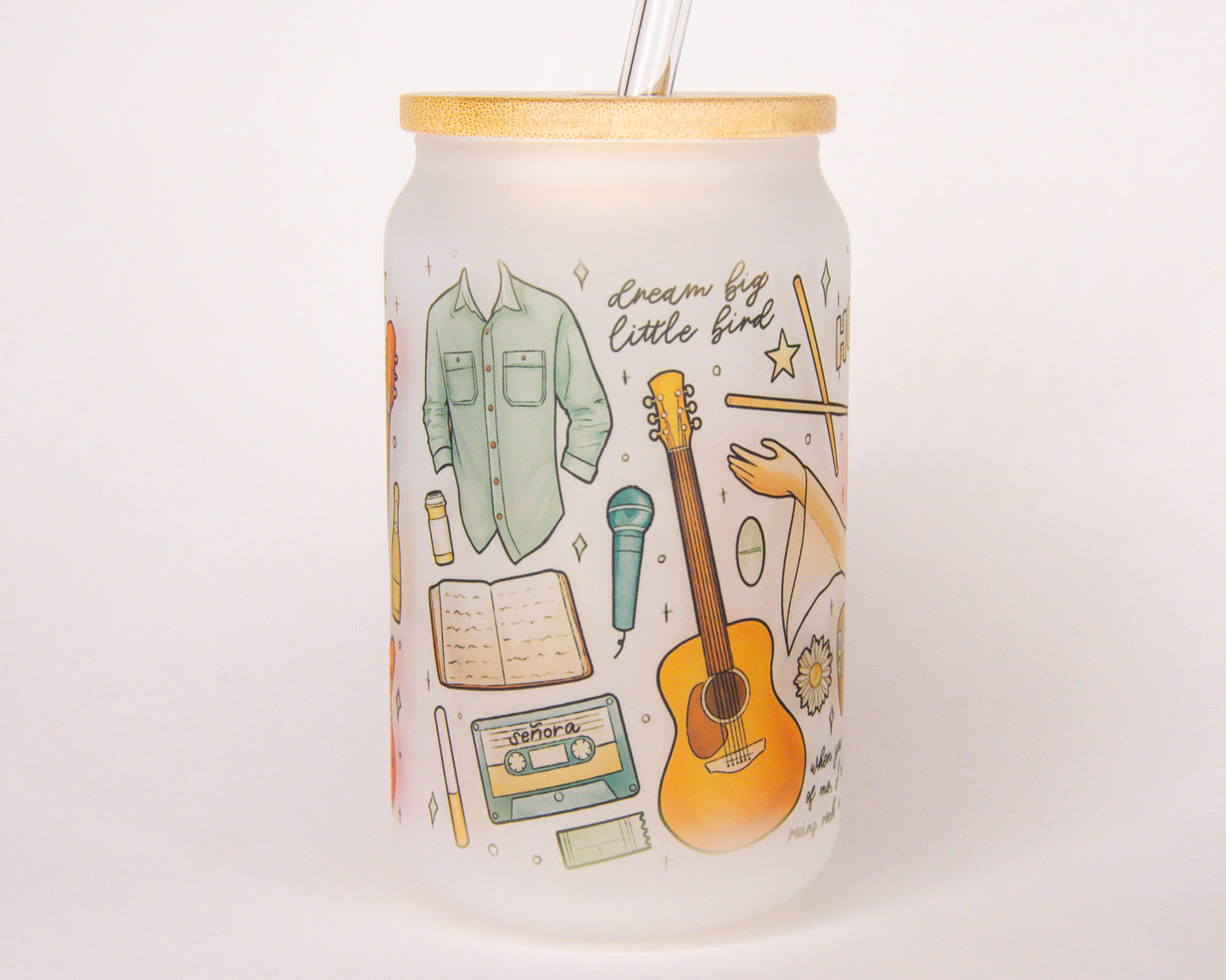 Daisy Frosted Glass Cup | Bookish Inspired